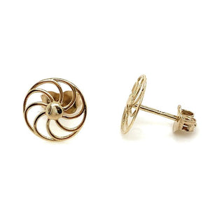 9K Yellow Gold Cartwheel Stud Earrings
