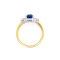 18K Yellow Gold Sapphire & Diamond Trilogy Ring