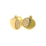 9K Yellow Gold Cubic Zirconia Pomegranate Stud Earrings