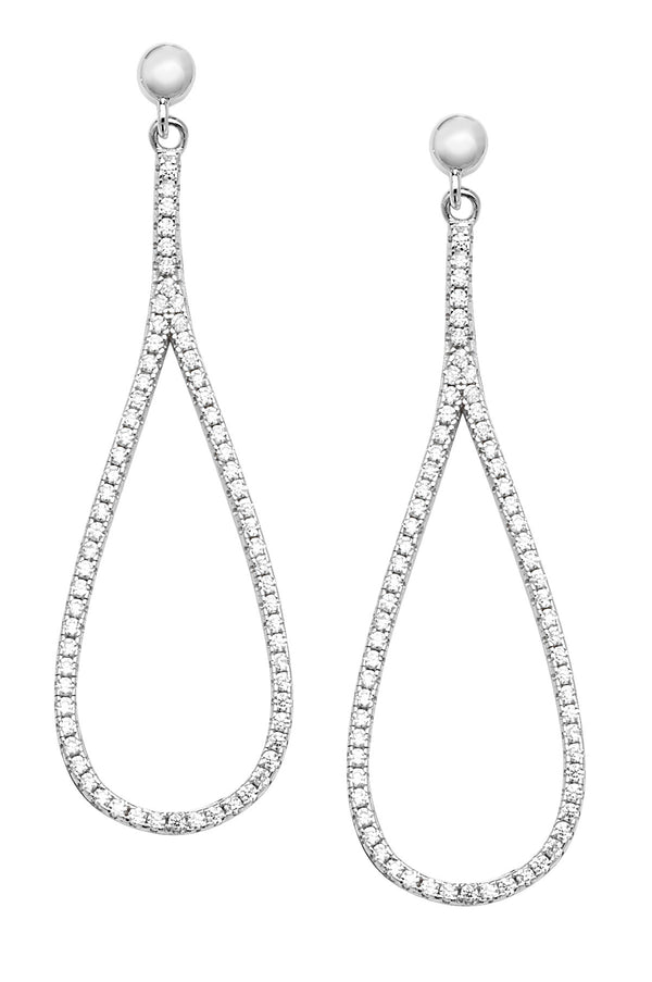 Sterling Silver CZ Set Drop Earrings
