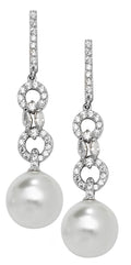 Sterling Silver CZ and Pearl Set Drop Earrings