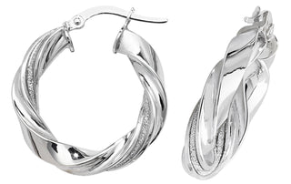 9ct White Gold Hoop Earrings
