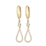 9K Yellow Gold CZ Drop Earrings