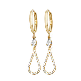 9K Yellow Gold CZ Drop Earrings