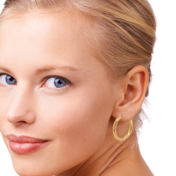 9K Yellow Gold 20mm Twist Hoop Earrings