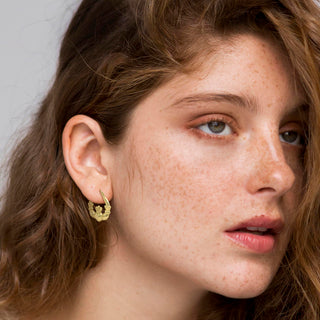 9K Yellow Gold Claddagh Hoop Earrings