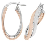 9ct 2 Coloured Oval Hoop Earrings