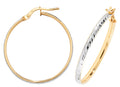9ct 2-Coloured Gold  Diamond Cut Hoop Earrings