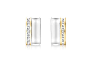 9ct 2 Coloured CZ Double Bar Stud Earrings