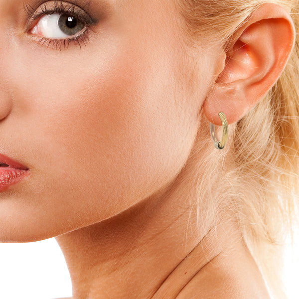 9K 3 Colour Gold Creole Hoop Earrings