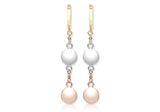 9ct 3 Coloured Gold Disc Drop Huggy