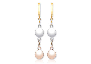 9ct 3 Coloured Gold Disc Drop Huggy