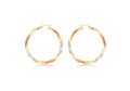 9ct 3 Coloured Gold Satin Twist Creole Earring