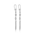 9ct White Gold Diamond Cut Ball Twist Tassel Drop Earring