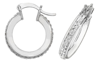 Sterling Silver CZ Set Hoop Earrings