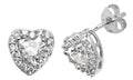 Sterling Silver CZ Set Heart Stud Earrings
