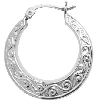 Sterling Silver Embossed Hoop Earrings