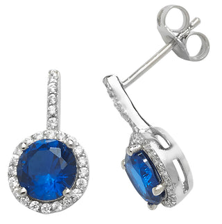Sterling Silver CZ Set Drop Earrings