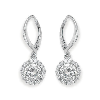 Sterling Silver CZ Set Drop Earrings