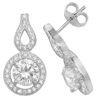 Sterling Silver CZ Set Drop Earrings