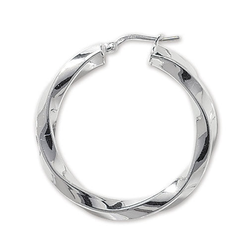 Sterling Silver Twist Hoop Earrings