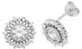 Sterling Silver CZ Set Stud Earrings