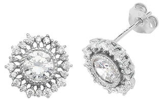 Sterling Silver CZ Set Stud Earrings