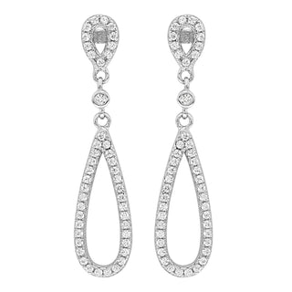Sterling Silver CZ Set Drop Earrings