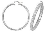 Sterling Silver CZ Set Hoop Earrings