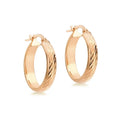 9K Rose Gold Diamond Cut Creole Hoop Earrings