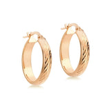 9K Rose Gold Diamond Cut Creole Hoop Earrings