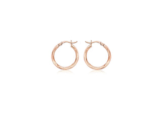 9K Rose Gold Diamond Cut Creole Hoop Earrings