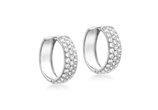 9K White Gold CZ Huggy Hoop Earrings
