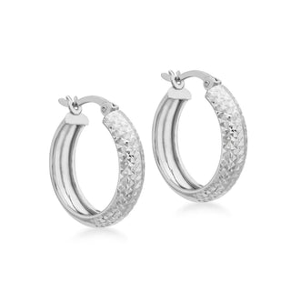 9K White Gold Creole Hoop Earrings