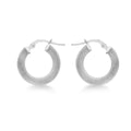 9K White Gold Textured Hoop Earrings