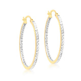 9K 2 Colour Gold Square Tube Hoop Earrings