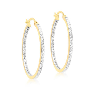9K2 Colour Gold Square Tube Hoop Earrings
