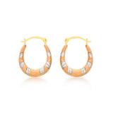 9K Tri-Coloured Creole Hoop Earrings