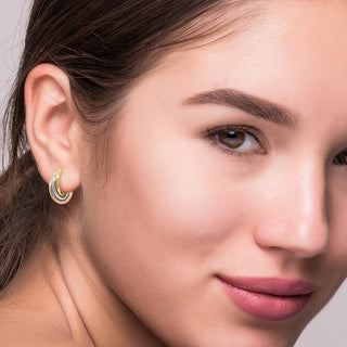 9K 3 Colour Gold Twist Hoop Creole Earrings