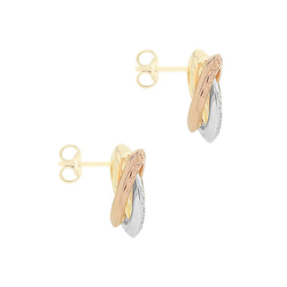 9ct Tri-Coloured Diamond Cut Stud Earrings