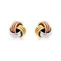 9K Tri-Colour Knot Stud Earrings