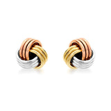 9K Tri-Colour Knot Stud Earrings