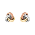 9K Tri-Coloured Knot Stud Earrings