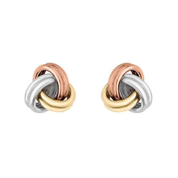 9K Tri-Coloured Knot Stud Earrings