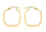 9ct Yellow Gold Square Creole Hoop Earrings