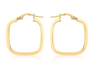 9ct Yellow Gold Square Creole Hoop Earrings