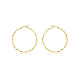 9K Yellow Gold 38mm Diamond Cut Faceted Hoop Earrings
