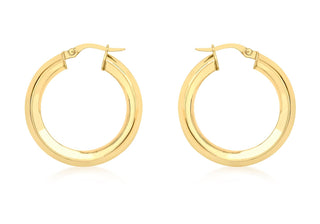 9ct Yellow Gold Square Tube Hoop Earrings