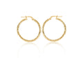 9ct Yellow Gold Diamond Cut Hoop Earrings