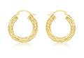 9ct Yellow Gold Diamond Cut Mesh Hoop Earrings